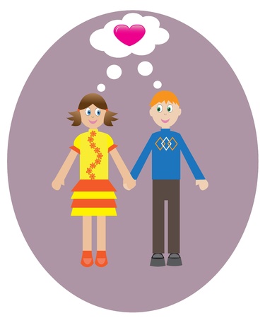boy and girl think about love for each other.のイラスト素材