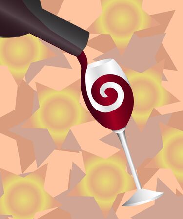   Red wine is poured into a wine glass  のイラスト素材