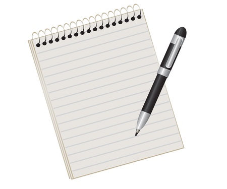 lined pad on a spring and a black penのイラスト素材