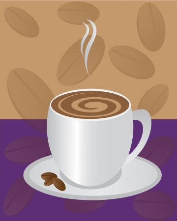 mug with coffee drink and a small dish of coffee beans  のイラスト素材