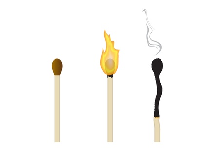 three matches: the whole, the burning and extinguishedのイラスト素材