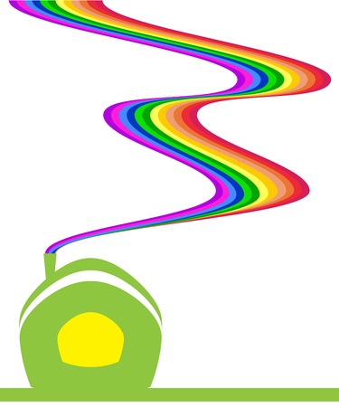 the green house. Of the tube is a rainbowのイラスト素材