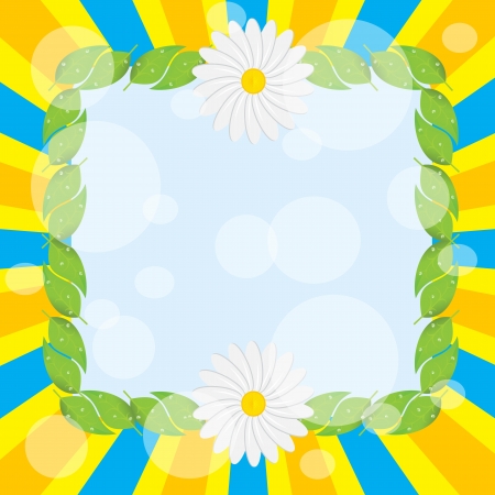 Frame leaf decoration daisies on a bright backgroundのイラスト素材