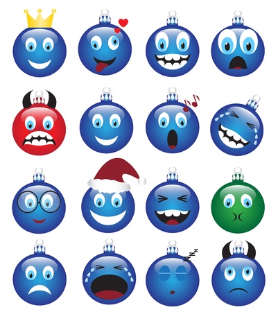set of Christmas decorations depicting various emotionsのイラスト素材