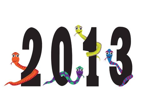 figures of the new year with the snakes of different colors.のイラスト素材