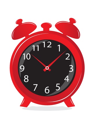 red alarm clock with black dial and the shadowのイラスト素材