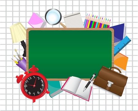 school board in an environment of school supplies  のイラスト素材
