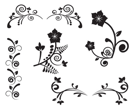 Variety of options for flower ornament on a white backgroundのイラスト素材