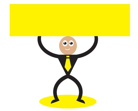 caricature of a man wearing a tie holding a plate of yellow colorのイラスト素材