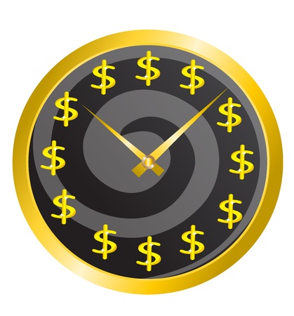 gold watch with a dollar sign on the dialのイラスト素材