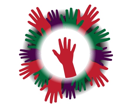 Icon with silhouettes of hands symbolizing unityのイラスト素材