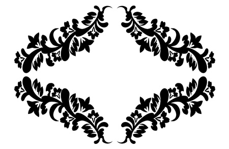 black ornate floral pattern in retro style on a white backgroundのイラスト素材