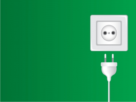 white socket and plug against the green wall  のイラスト素材