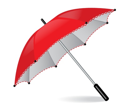 red umbrella with lace and shiny black handleのイラスト素材