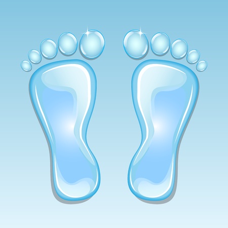   human trails from brilliant blue drops on a light background  のイラスト素材