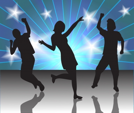 silhouettes of people dancing at a discoのイラスト素材