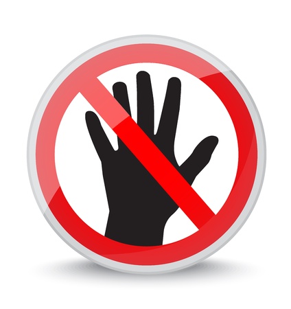 prohibition sign  do not touch  with the image of silhouette hands  のイラスト素材