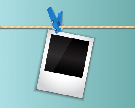 Photo blue clothespin attached to a ropeのイラスト素材