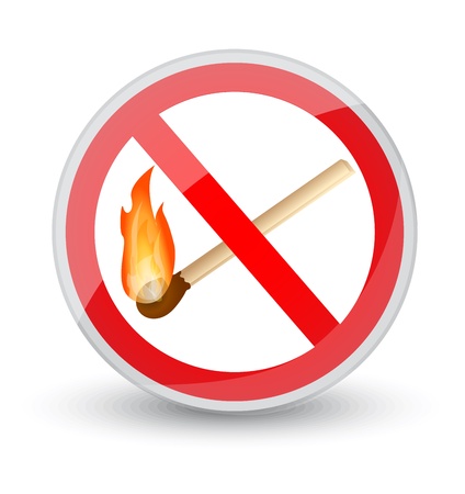 red forbidden sign with a burning match  のイラスト素材