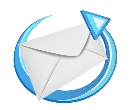 white envelope with a blue arrow on a white background    のイラスト素材