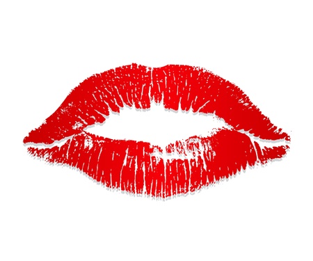 red lipstick kiss on a white backgroundのイラスト素材