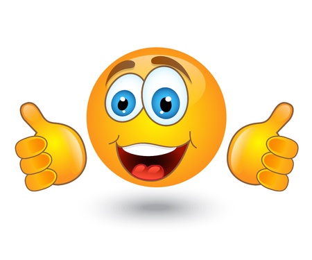 yellow round emotion smiles and shows a gesture of approvalのイラスト素材
