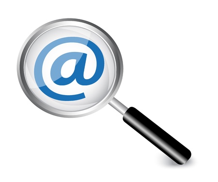 Internet symbol in a magnifying glass on a white backgroundのイラスト素材
