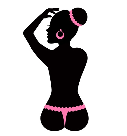 elegant feminine silhouette in lingerie. view from the back  のイラスト素材