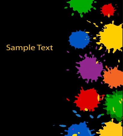 multicolored paint spots on a black backgroundのイラスト素材