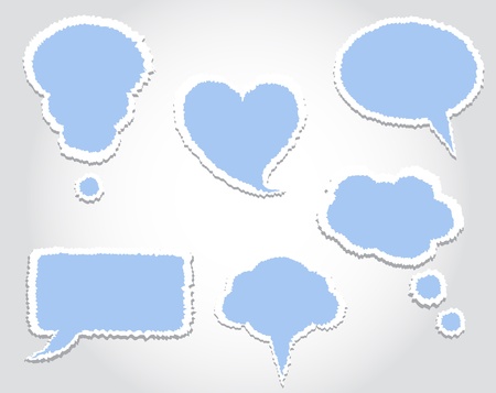   blue bubbles dialogue with torn edges and shadowのイラスト素材