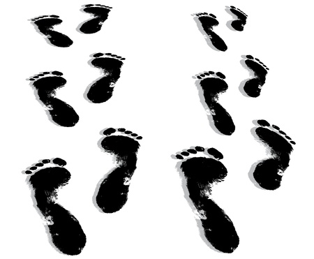 black human foot prints on white background  のイラスト素材