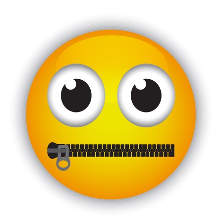   Cartoon emoticon with a mouth fastened with a zipperのイラスト素材