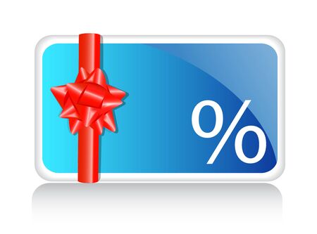 Blue discount label decorated with red bowのイラスト素材