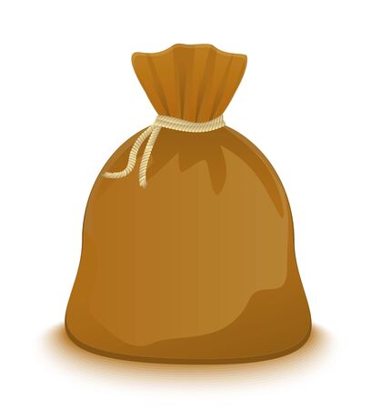 brown bag tied with a rope on a white backgroundのイラスト素材