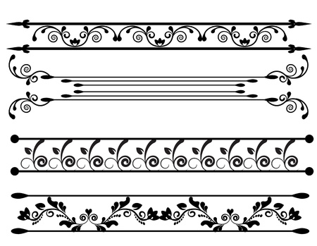 black horizontal ornaments for decoration in retro styleのイラスト素材