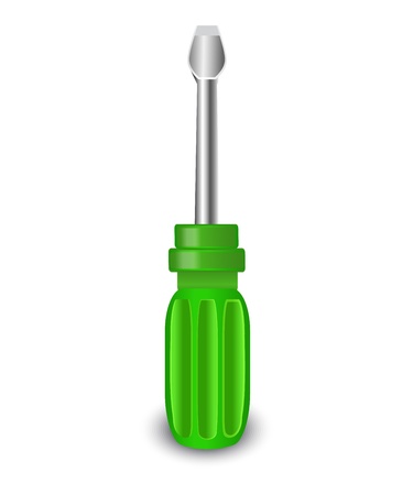 screwdriver with a shiny green handle on a white backgroundのイラスト素材