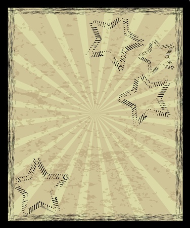 Aged vintage background with stars and raysのイラスト素材