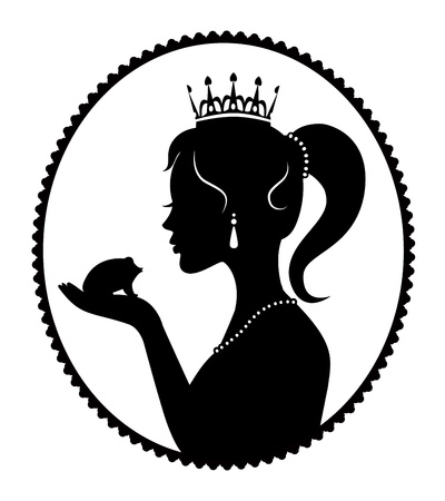 princess crown holding in the palm of a frog    のイラスト素材