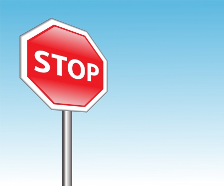 red road sign  stop  on a background of blue skyのイラスト素材