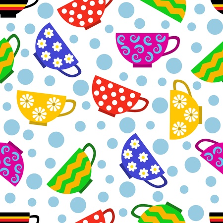 seamless pattern with colorful cups and bubblesのイラスト素材