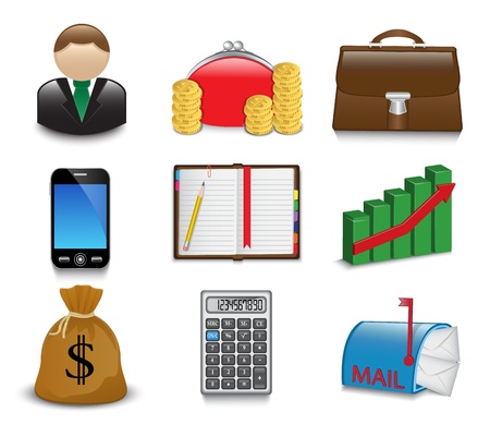 Set of bright business and financial icons on a white backgroundのイラスト素材
