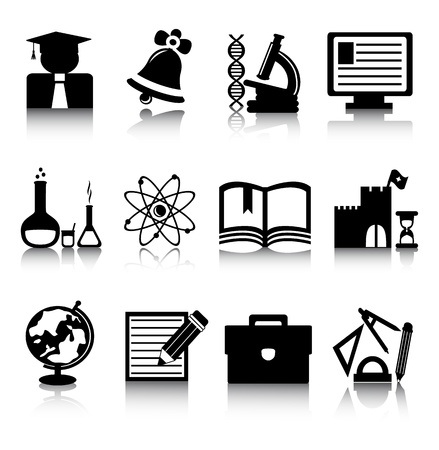 Set of black education icons on a white backgroundのイラスト素材