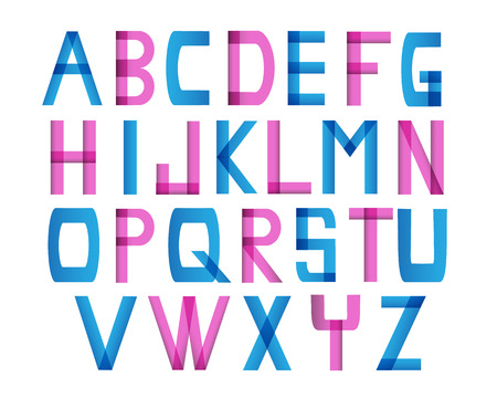   English pink and blue alphabet with transparency on a white background  のイラスト素材