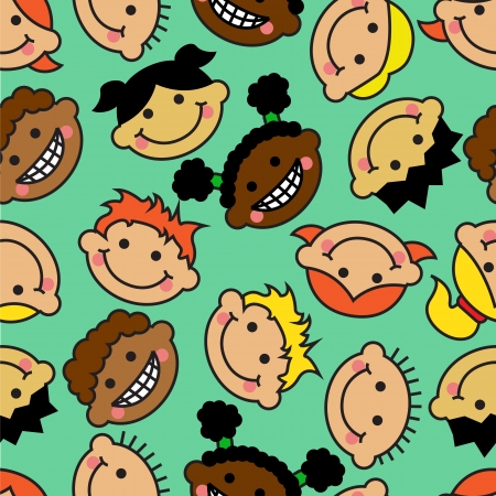 seamless background with faces of children of different nationalities on a light backgroundのイラスト素材