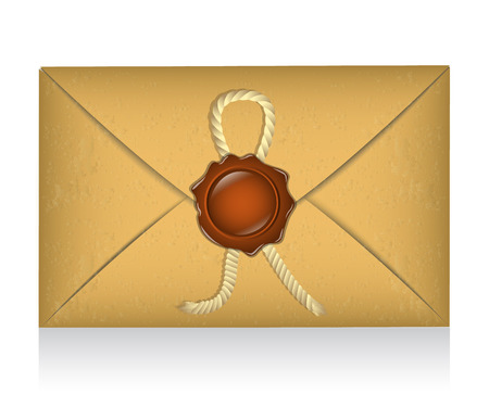 sealed envelope with sealing wax and ropeのイラスト素材