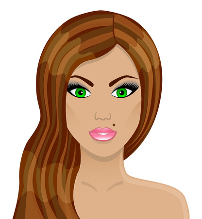 portrait of beautiful glamorous woman on a white backgroundのイラスト素材