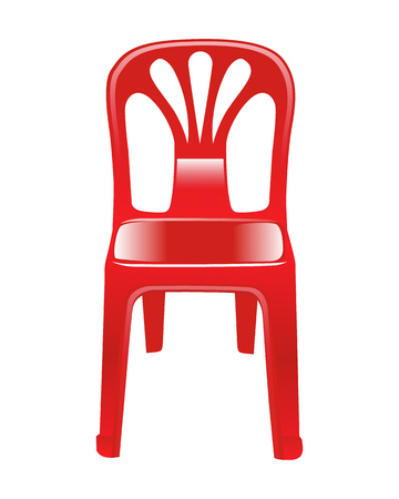 red shiny plastic chair on a white background  のイラスト素材