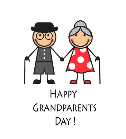 Cartoon grandparents with canes on a white backgroundのイラスト素材