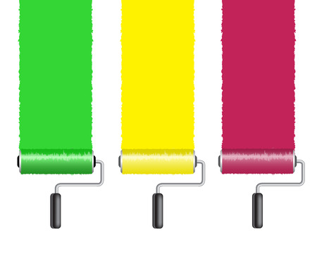 vertical stripes left by a roller with paint on a white backgroundのイラスト素材