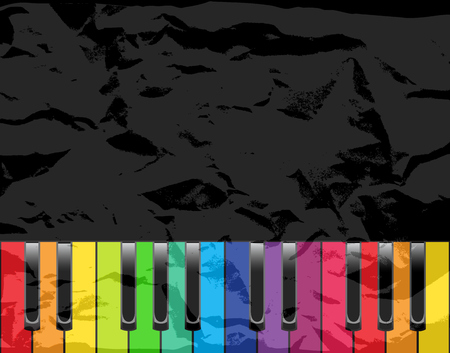 piano with color keys on a black shabby backgroundのイラスト素材